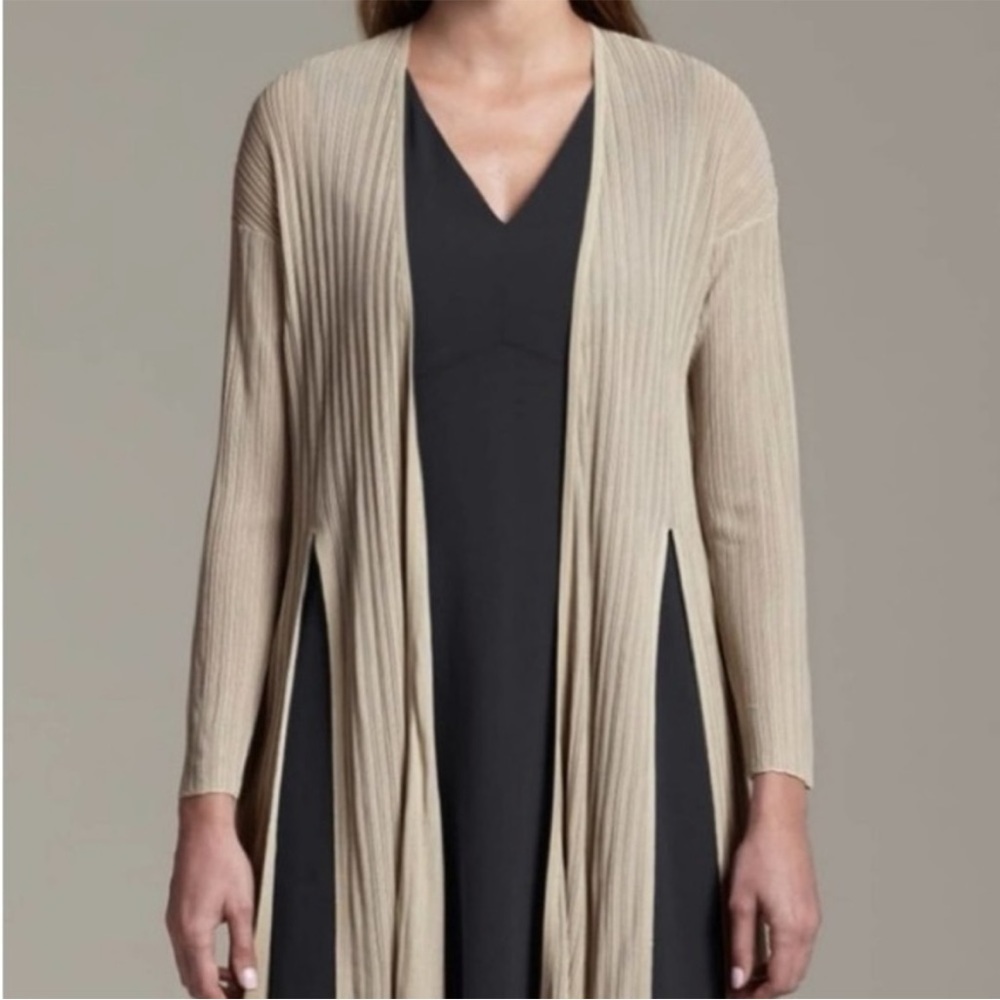 MM Lafleur Graham Sheer Ribbed Cardigan In Birch Size Medium